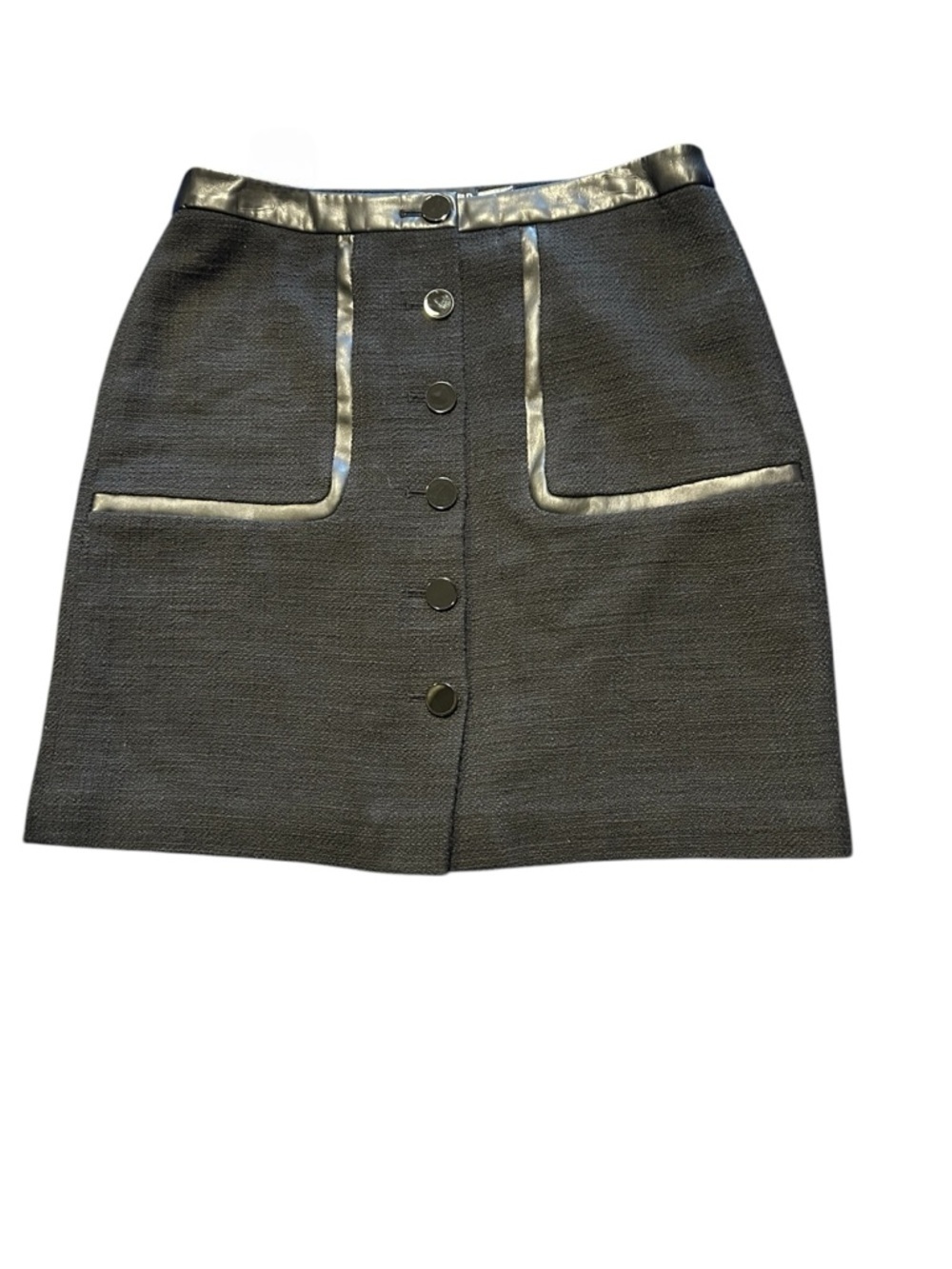 Karl Lagerfeld Black Tweed Button Front Pencil Skirt Size 10 NWOT